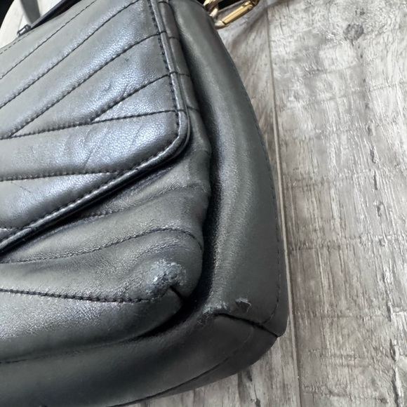 Tory Burch Kira Quilted Chevron Black Leather Purse Handbag READ - Picture 7 of 12